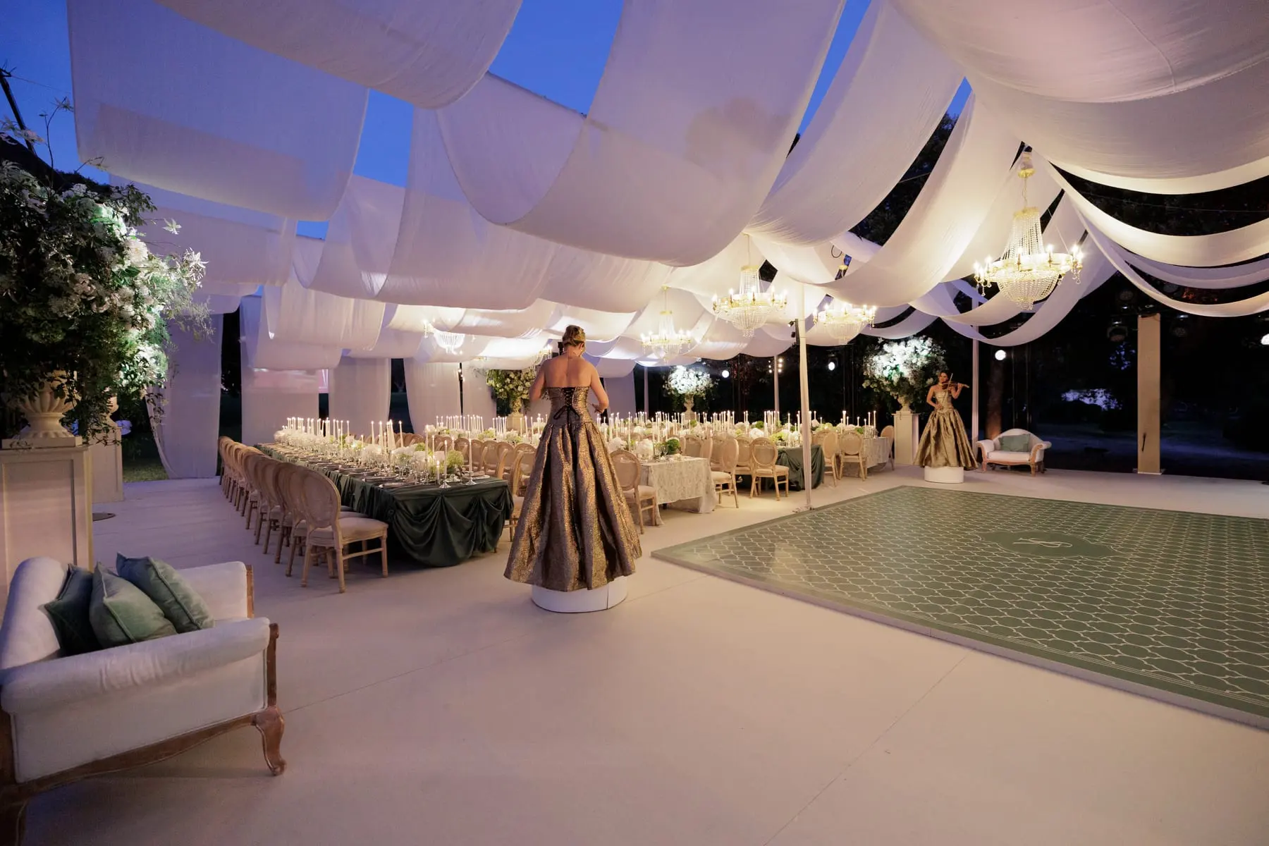 S & R, Mariage, Cannes & Cap d’Antibes, France. Le dîner sous les voilages, photo 20 sur 30